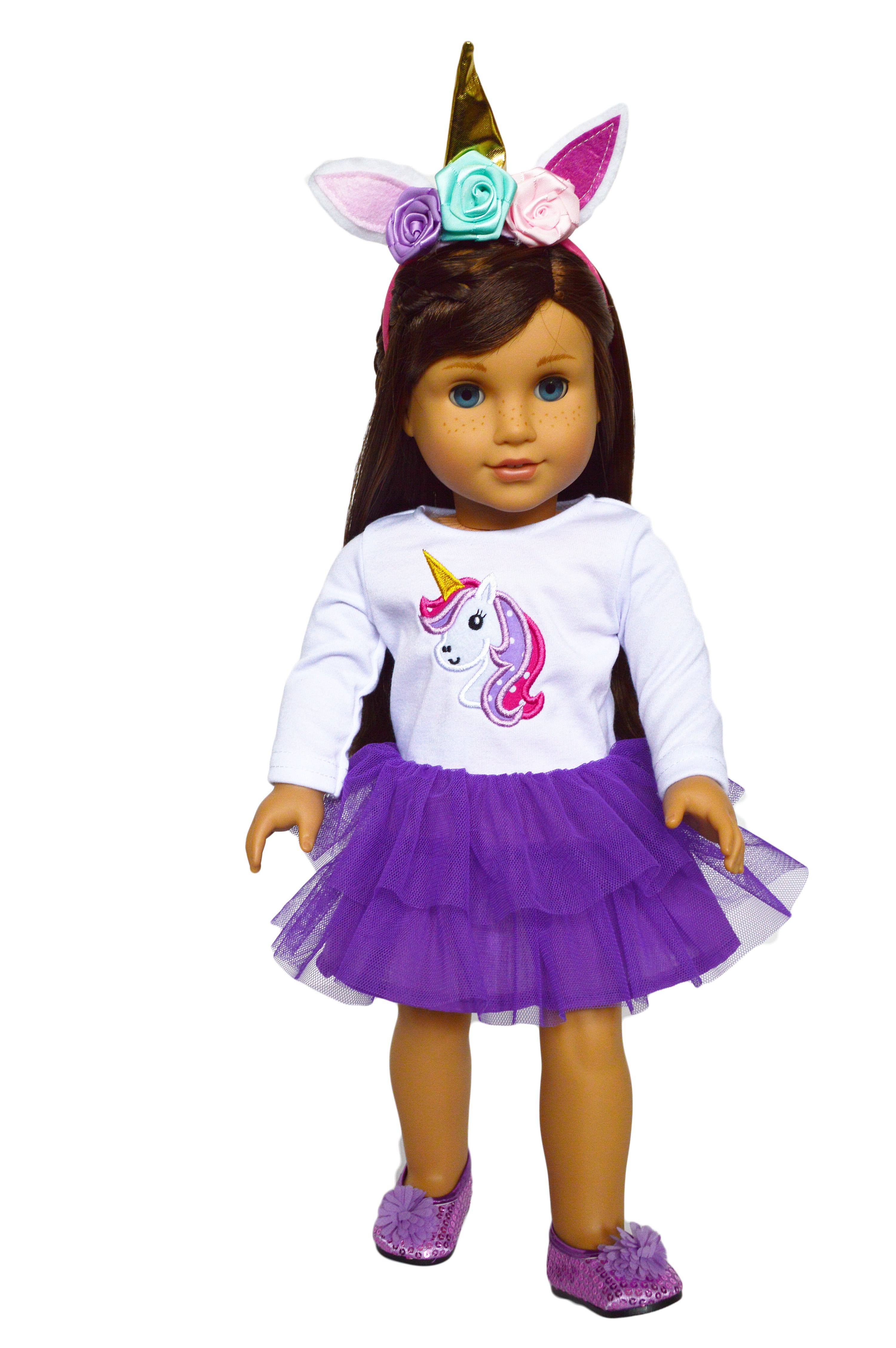 made to fit 18 inch dolls such as American Girl Dolls and similar size dolls Leggings and tee shirt outfit purple and lavendar