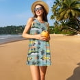 thumbnail image 3 of Honeii Hawaiian Style Print Women's Sleeveless Dress, Loose Fit Casual Dress for Women, Summer Fashion Dress, 3 of 7