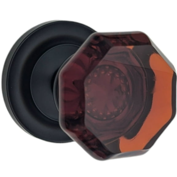 Magnifique Classic Door Set with Amber Glass Octagon Knobs (Oil Rubbed Bronze Finish/Double Dummy Function)