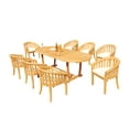 thumbnail image 3 of Grade-A Teak Dining Set: 8 Seater 9 Pc: 94" Mas Oval Trestle Leg Table And 8 Lenong Arm Chairs Outdoor Patio WholesaleTeak #51LN2309, 3 of 4