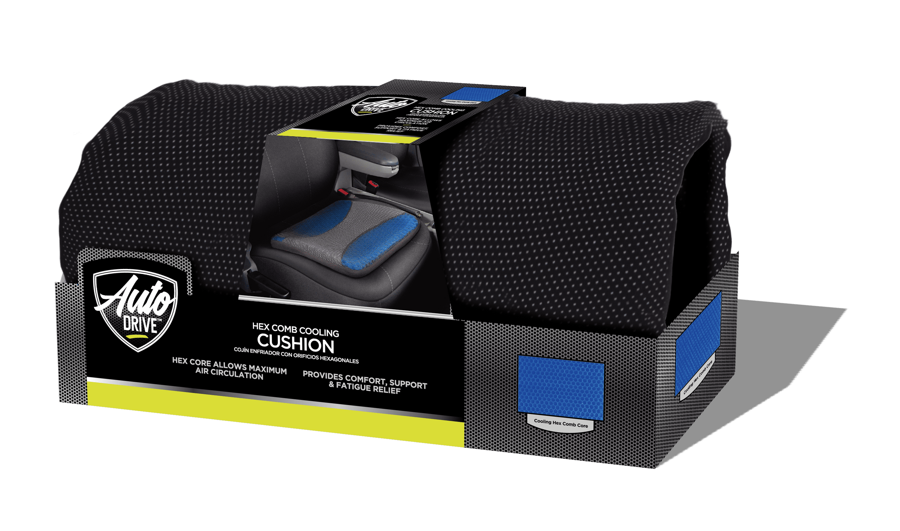 Auto Drive 1 Piece Car Seat Cushion Hex Gel Black/Blue