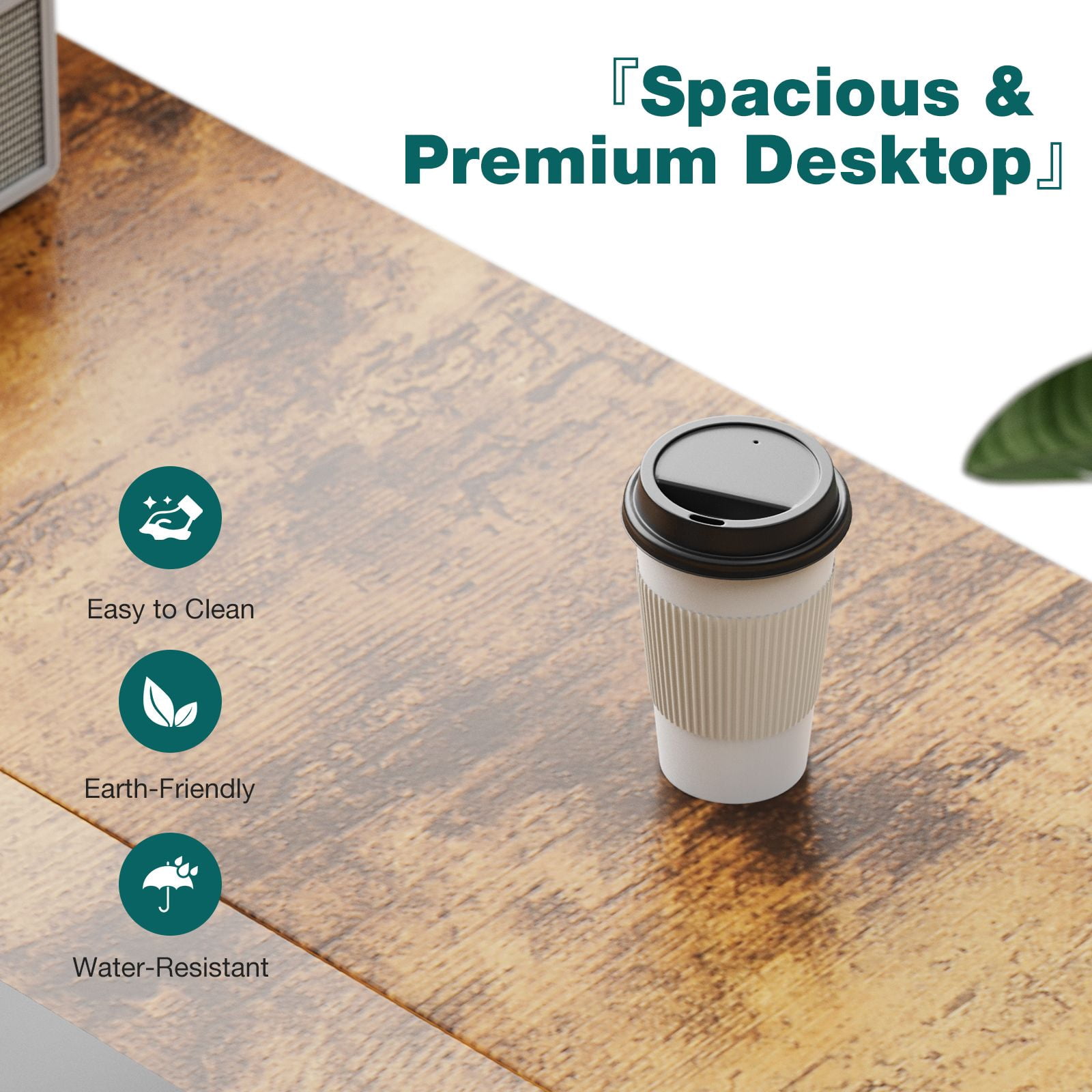 47 Inch Computer Desk with Storage Drawers, Small Office Desk Modern Simple Study Writing Table for Home,Rust Brown