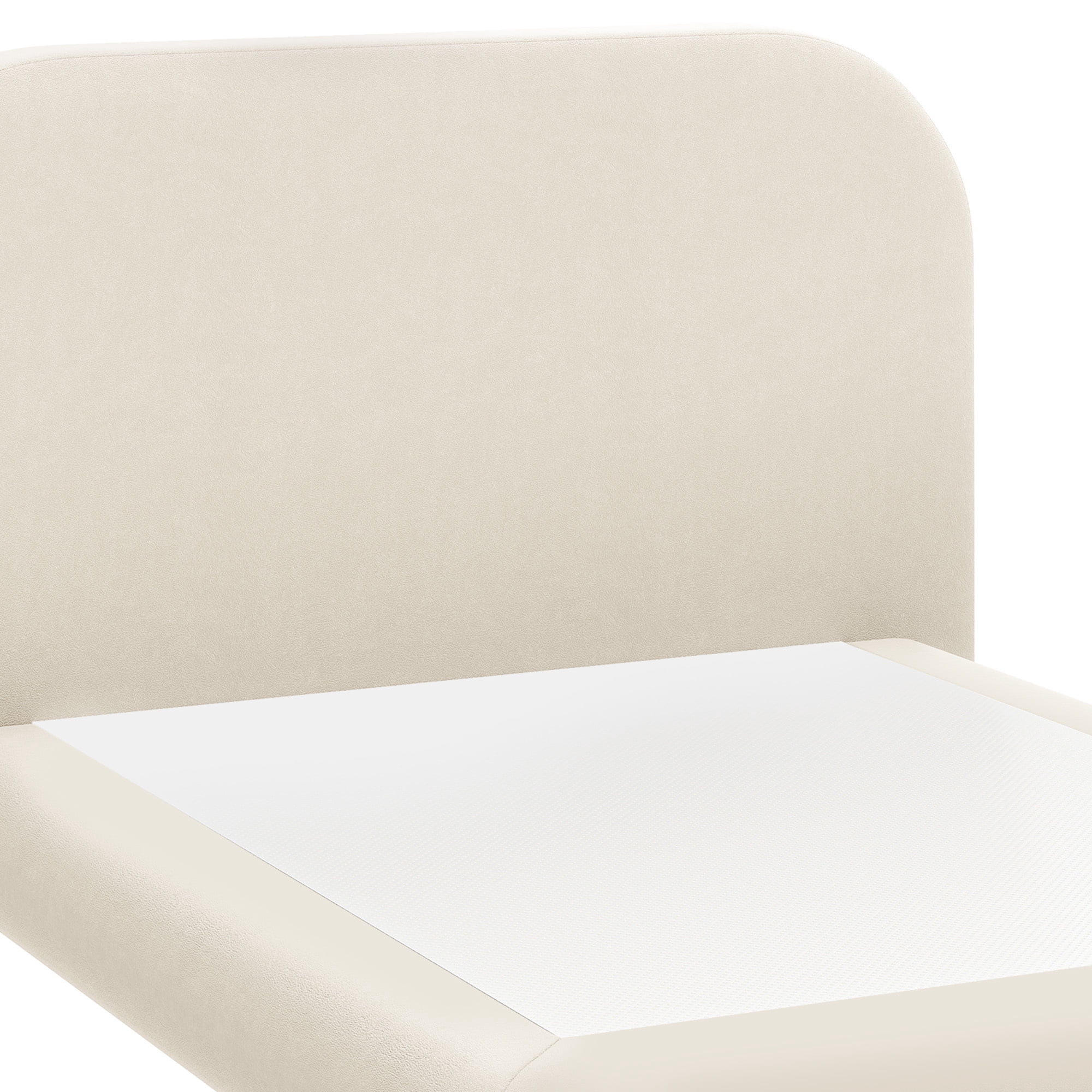 Uforic Queen Size Velvet Upholstered Cloud Bed Frame with Headboard/Footboard, 10-Second Easy Assembly, Off-White