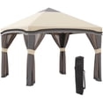 thumbnail image 1 of Outsunny Tente de Fête Pliable à Baldaquin de 10' x 10' avec Filets, Beige, 1 of 10