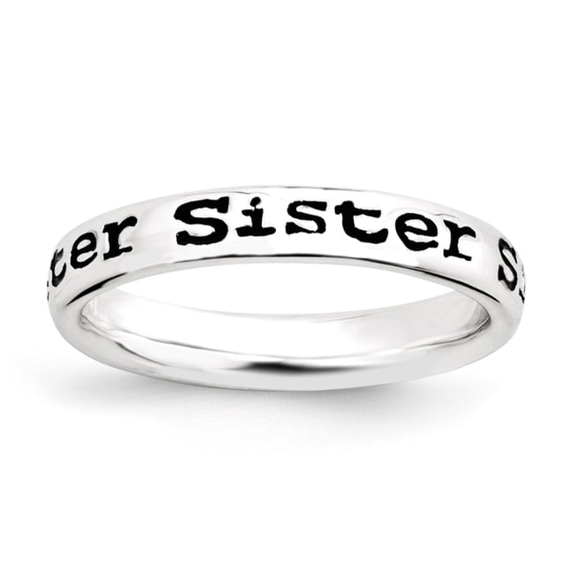 Sterling Silver Stackable Expressions Polished Enameled Sister Ring Size 6