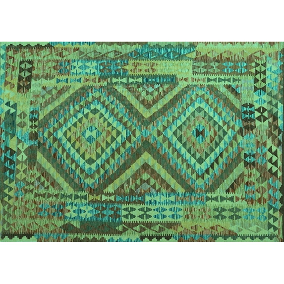 Ahgly Company Indoor Rectangle Southwestern Turquoise Blue Country Area Rugs, 2' x 3'