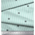 thumbnail image 2 of Soimoi Green Silk Fabric Bee & Stripe Decor Fabric Printed Yard 42 Inch Wide, 2 of 3