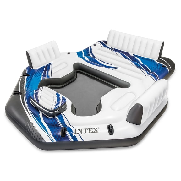 Intex Blue Tropic Inflatable Lake Island Float with Cooler and Cupholders