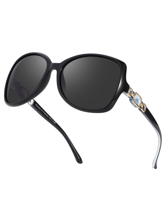 women lightweight oversized oval sunglasses rhinestone metal chain decor temple polarized solid lens UV400 for city driving daily use