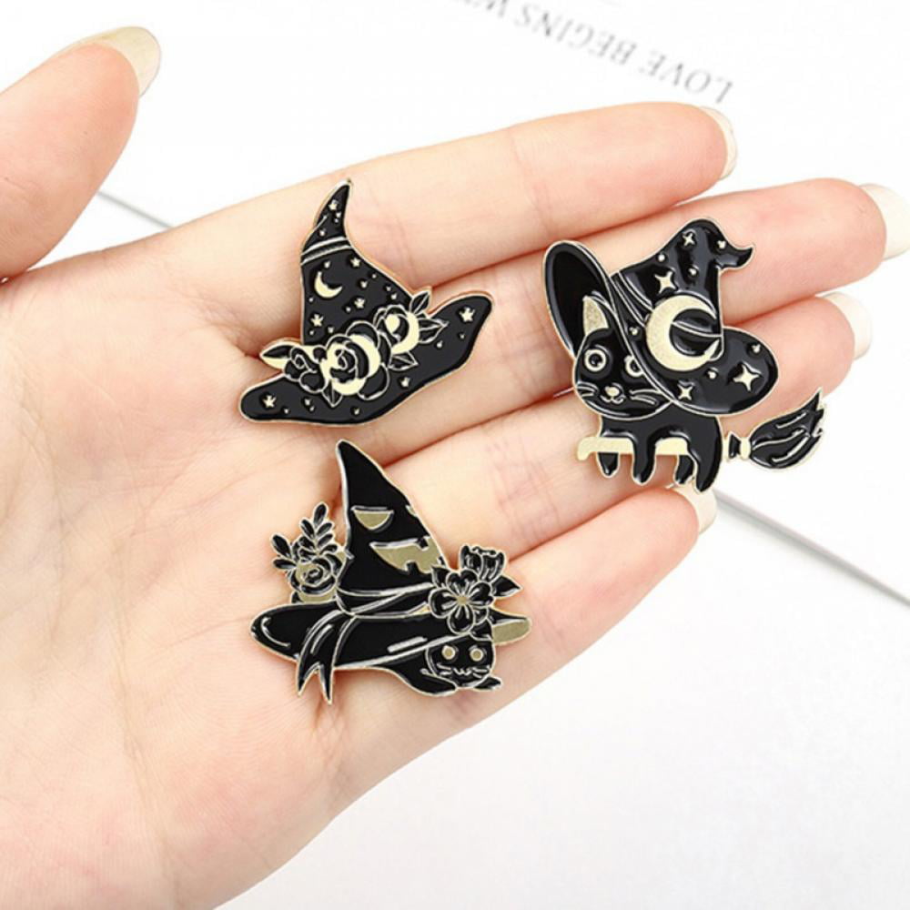 Gothic Pin Punk Pins Collection Witch's Desk Mystic Pentagram Book Enamel  Pin Set