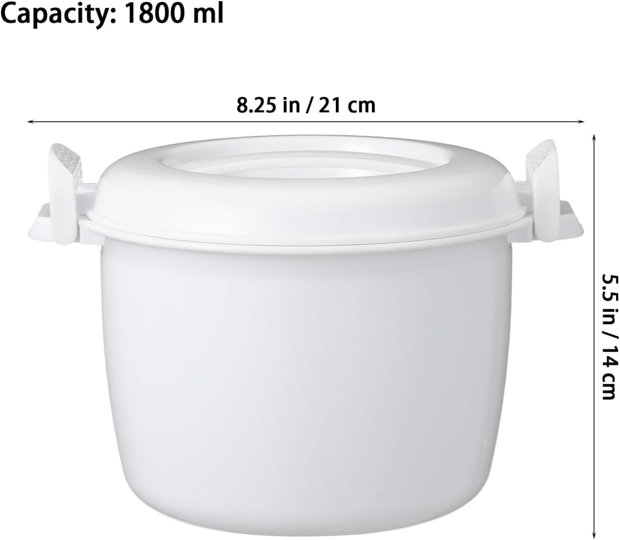 ABCISI Microwave Rice Cooker Pasta Cooker, 1.9 QT Rice Steamer with Locking Lid, Large Microwave Food Container for Soup, Vegetable, Mashed Potatoes, Fish, Quick Healthy Meals