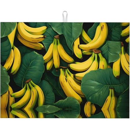 

PRIYAL Bananas Leaves Dish Drying Mat for Kitchen Countertop Drying Mat 18x24 Inch Fruit Absorbent Dish Drainer Mats for Under Rack Dish Drying Pad for Home Coffee Bar Decor