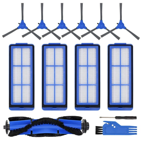 Rongju Replacement Parts For Eufy 11S Max, Accessories Kit For 15C Max, 30C Max, G30, G30 Edge, G30 Hybrid Robotic Vacuum Cleaner, Includes 4 Filters, 6 Side Brushes, 1 Roller Brush, Not Fit For 11S