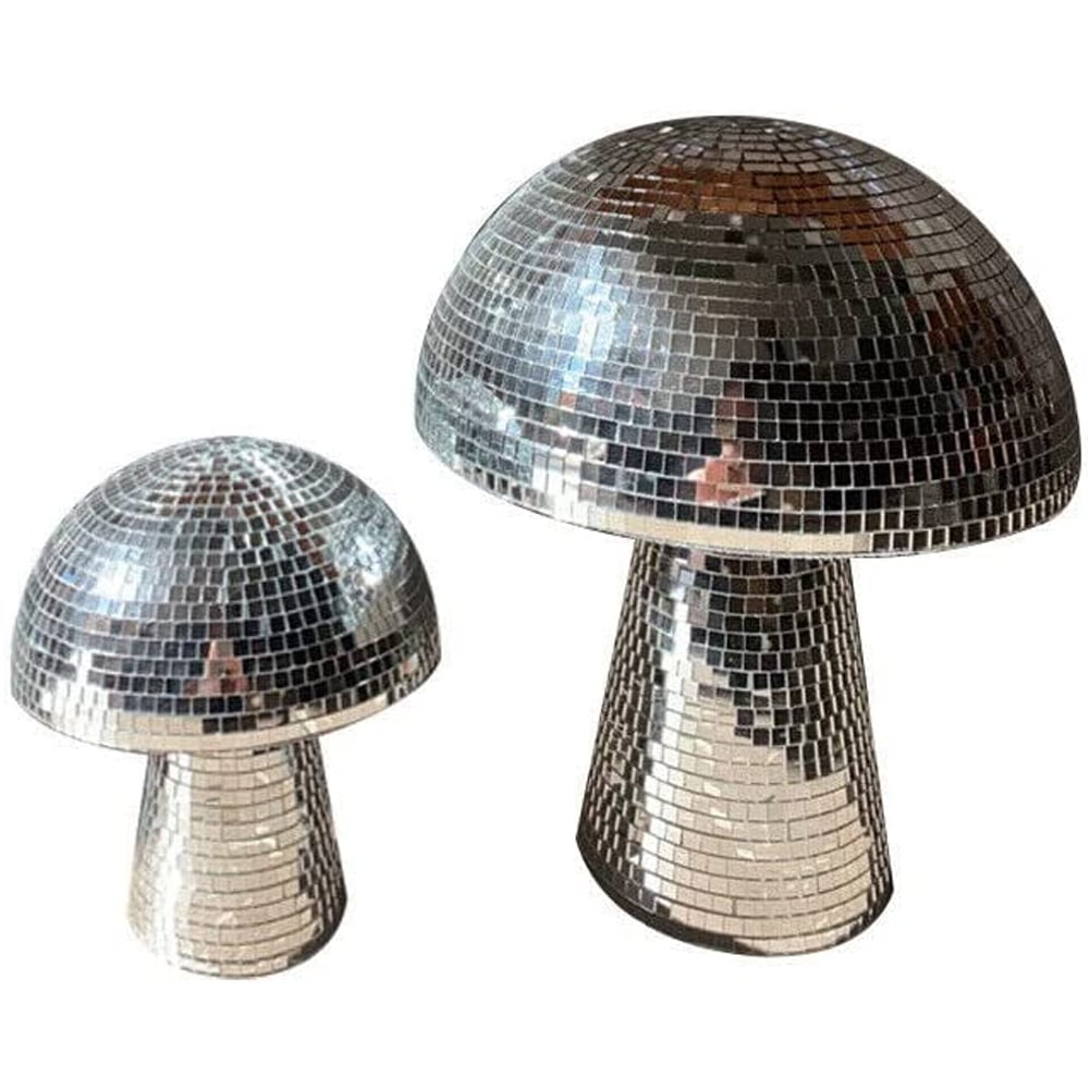 Fnyko Disco Ball Mushroom Mirror Glitter Retro Silver for Party Stage