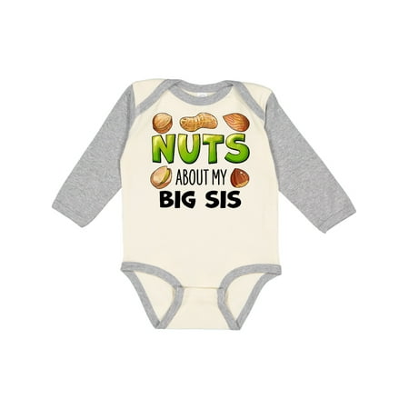 

Inktastic Nuts About My Big Sis Peanut Almond Pistachio Gift Baby Boy or Baby Girl Long Sleeve Bodysuit