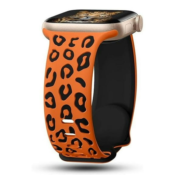 LEIXIUER Leopard Engraved Bands Compatible with Apple Watch Bands iWatch Band 41mm 40mm 38mm 49mm 45mm 44mm 42mm Women, Silicone Embossed Sport Strap for iWatch Series 9 8 7 6 5 4 3 2 1 Ultra SE