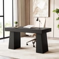 thumbnail image 3 of 1Easylife 55 Inches Long Computer Desk, Large Black Wooden Home Office Desk with Heavy Duty Pedestal, Modern Simple Style Study Writing Table, 3 of 16