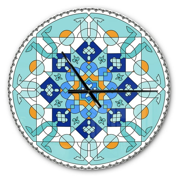 Designart 'Gorgeous Blue Morroccan tile ' Modern wall clock