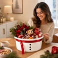 thumbnail image 5 of Twfbrm Christmas Gift Basket, 12 x 5 Inch Reusable Woven Basket with Red Ribbon, Black Buttons and Armless Handles Design, Holiday Decorative Woven Organizer Basket for Xmas Gifts, Home Decor, 5 of 6