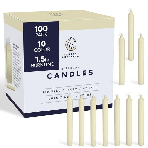 Vela Taper Candles Charisma, color marfil, 100 hechizos, 4 pulgadas y 1,5 h de combustión