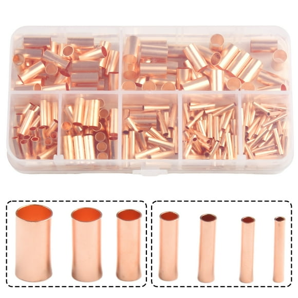250PCS Copper Connecting Pipe Wire Joint Small Copper Tube Connection Tube