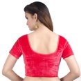 thumbnail image 2 of Chandrakala Women's Readymade Velvet Indian Ethnic Saree Blouse Crop Top Stretchable Choli-Small, Red (B130RED2), 2 of 3
