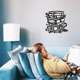 thumbnail image 3 of 1 pieza de decoración de pared de metal con diseño de girasol negro de 11,8 pulgadas, silueta de libros y flores, 3 of 8