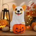 thumbnail image 5 of Halloween Decor Ghost Dog Figurine with Pumpkin Candy Bowl, Orangide Candy Bowl Statue, Halloween Trick‑or‑Treat Resin Candy Holder, Spooky Puppy Ghost Statue for Indoor Tabletop Decor, 5 of 6