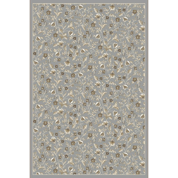 Vitaly Milfred Area Rug 6674 Grey Leaves Vines 3' 3" x 4' 11" Rectangle