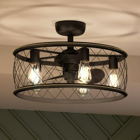 

Luxury Provincial Indoor Ceiling Fan 9.75 H x 22.00 W with Posh Style Elements Mediterranean Design Parisian Bronze Finish and Open Steel Frame UQL9041