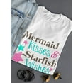thumbnail image 3 of Mermaid Kisses & Starfish Wishes Women White T-Shirt, Female Medium, 3 of 4