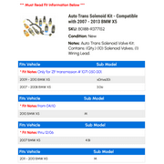 Auto Trans Solenoid Kit - Compatible with 2007 - 2013 BMW X5 2008 2009 2010 2011 2012