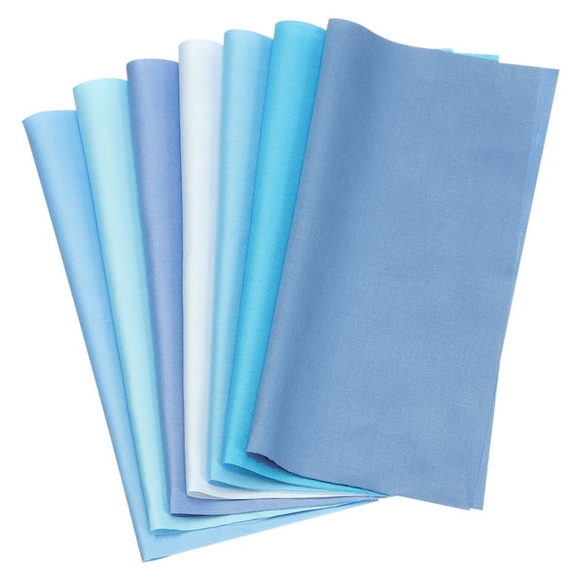 Uxcell 7Pcs 20" x 20" Paquetes de Tela de Color Sólido de Algodón, Tela Pre-cortada Cuadrada, Azul