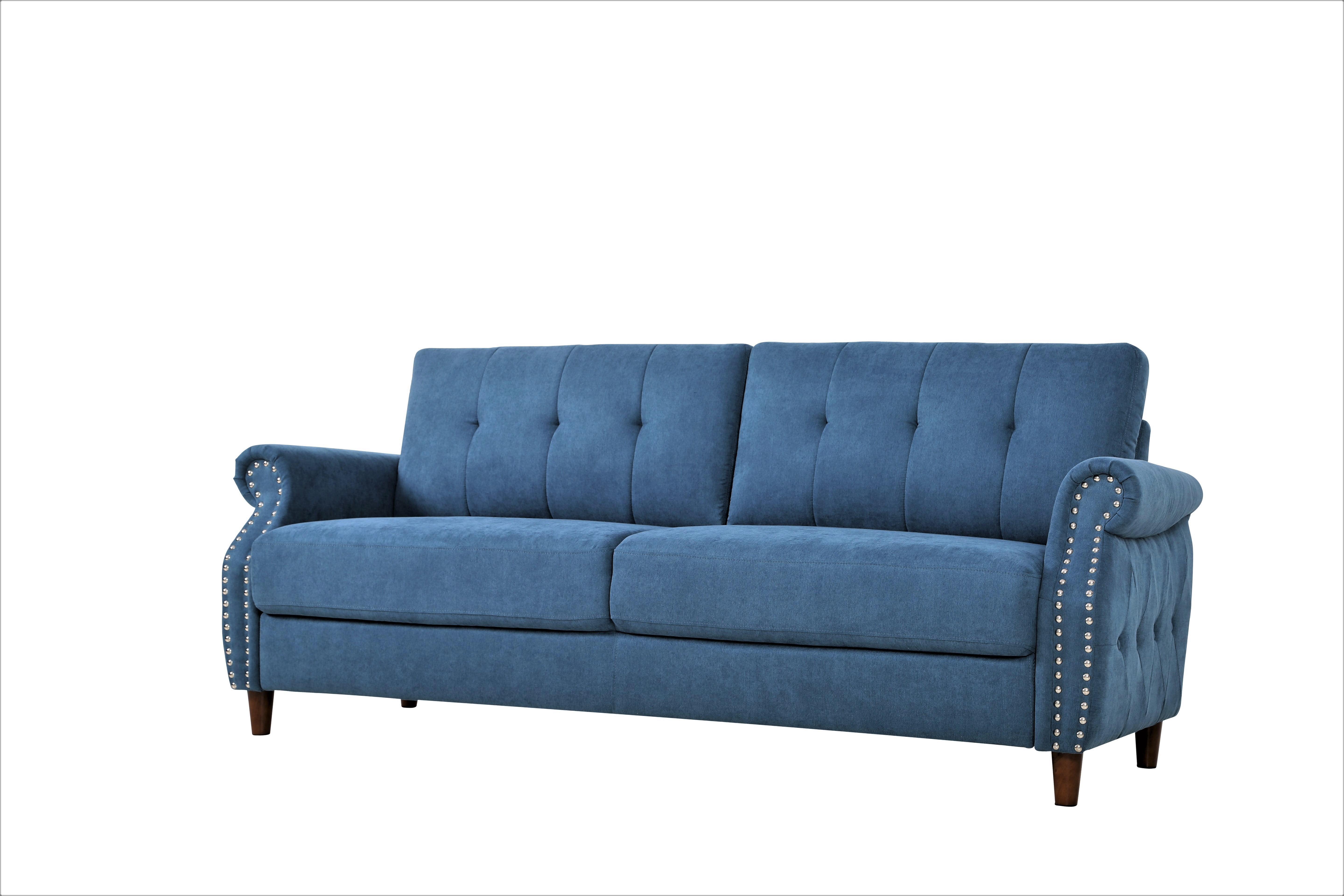US Pride Furniture Matsuko 79.53" Rolled Arm Polyester Sofa, Ocean Blue