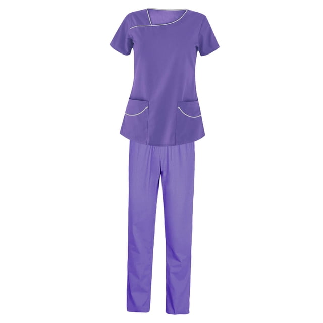 Uniformes Scrub Set Enfermera Top Pantalones Ropa cómoda Trajes de trabajo para atención médica Púrpura Zulema Pantalones médicos de enfermera