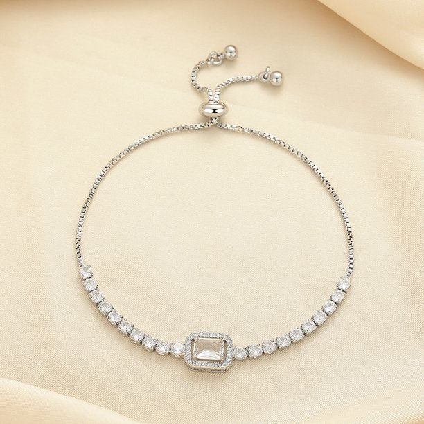 Nueva pulsera de plata de ley 925 con circonita AAA, pulsera romántica de alta calidad, cadena para mujer, fiesta de compromiso, regalo de joyería de boda