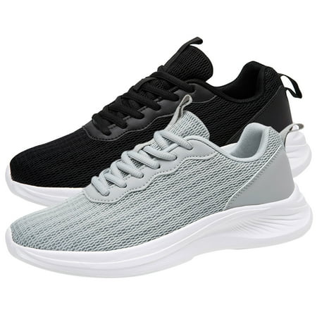 

LYCAQL Men Shoes Men Sports Shoes Fashion Solid Color Simple New Pattern Lace Up Mesh Breathable Flat Mens Go Walk 5 Qualify Sneaker (Black 8)