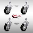 thumbnail image 2 of 3 Inch SS Black Polyurethane Wheel Swivel ½ Inch Threaded Stem Caster Set SCC, 2 of 2