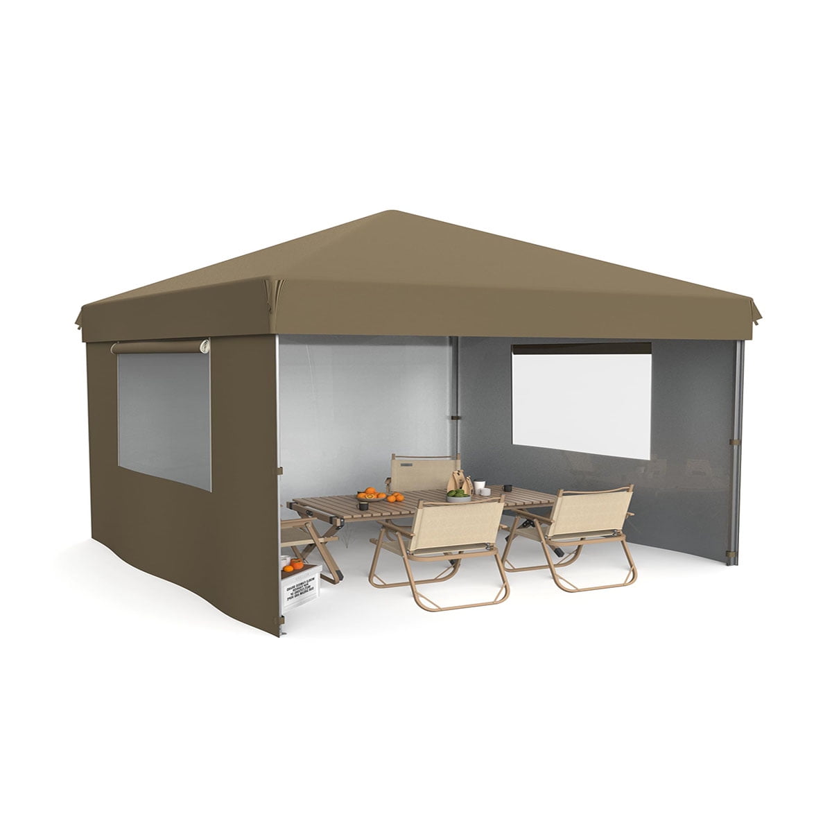 Soonbuy 10x10 Pop Up Canopy with 3 Sidewalls,Easy Up Camping Tent with One Button Push Setup - 1 Roller Bag, 3 Adjustable Height, 4 Weight Bags for Deck, Garden, Sports, Beach, Party