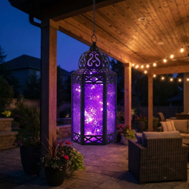 Vela Lanterns Large Moroccan Style Candle Lantern with LED Lights
