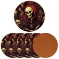thumbnail image 2 of Skeleton Set of 6 Round Microfiber Leather Coasters, 11x11 cm/4.3x4.3 in, Stain Drink Mats for Home and Office, 2 of 6