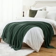 thumbnail image 7 of Battilo Dark Green Throw Blanket,Chenille Knit Throws with Tassels,Christmas Green Throws,50"x60", 7 of 7