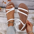 thumbnail image 6 of MLCDZ Women's Gladiator Strappy Flat Sandal Adjustable Beach Summer Casual Rome Shoes Open Toe Slingback Fisherman Sandals White 42, 6 of 9