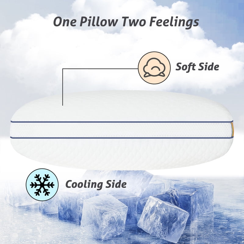 JUSTLET Memory Foam Pillows Set of 2 with Scent，Cooling Pillows for Back，Side，Stomach Sleepers，Removable and Washable Cover，Neck & Shoulder Support，27.56x15.75x3.94 Inch