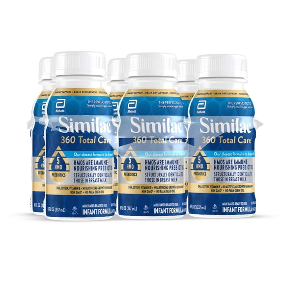 Similac 360 Total Care Ready-to-Feed Baby Formula, 8-fl-oz Bottle, Pack of 6
