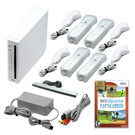 Restored Wii Console White - Four Voomwa Remotes - Wii Sports [Refurbished]