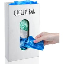 Wood Plastic Bag Holder - Wall Mount Grocery Bag Holder and Dispenser, Farmhouse Trash Bag Holder with Extra-Wide & Easy-Access Openings, Garbage Bag Dispenser Rustic Finish Bags Saver