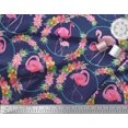 thumbnail image 3 of Soimoi Poly Georgette Fabric Floral Wreath & Flamingo Bird Printed Fabric 1 Yard 42 Inch Wide, 3 of 3