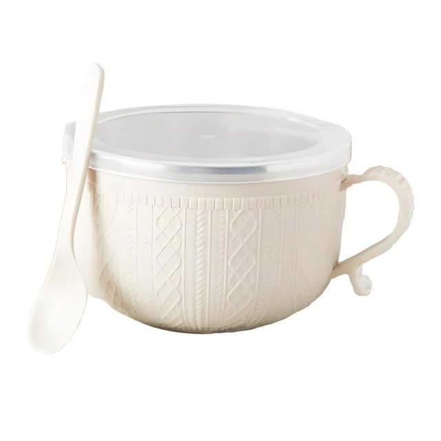 Insulated Mug With Lid Large Soup Cup And Plate For Coffee Stews Food Storage Ideal Design