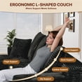 thumbnail image 5 of Aukfa 108" Cloud Sectional Sofa Deep Seat Boneless Couch Modular L-Shaped Couch, Oversized Left Chaise Corduroy Sofa for Living Room, Black, 5 of 9